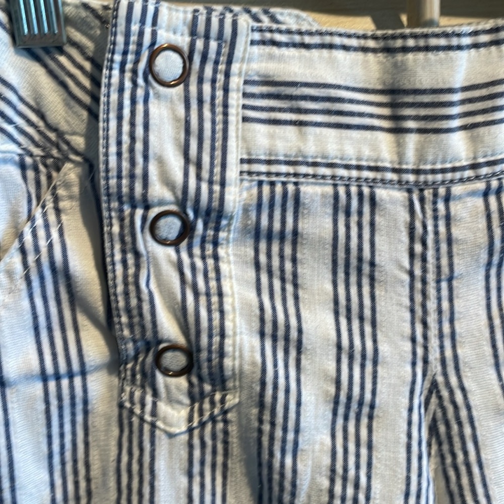LONDONJEAN - Women's Wide Leg White & Blue Striped Pants - Sz2 - Picture 4 of 13